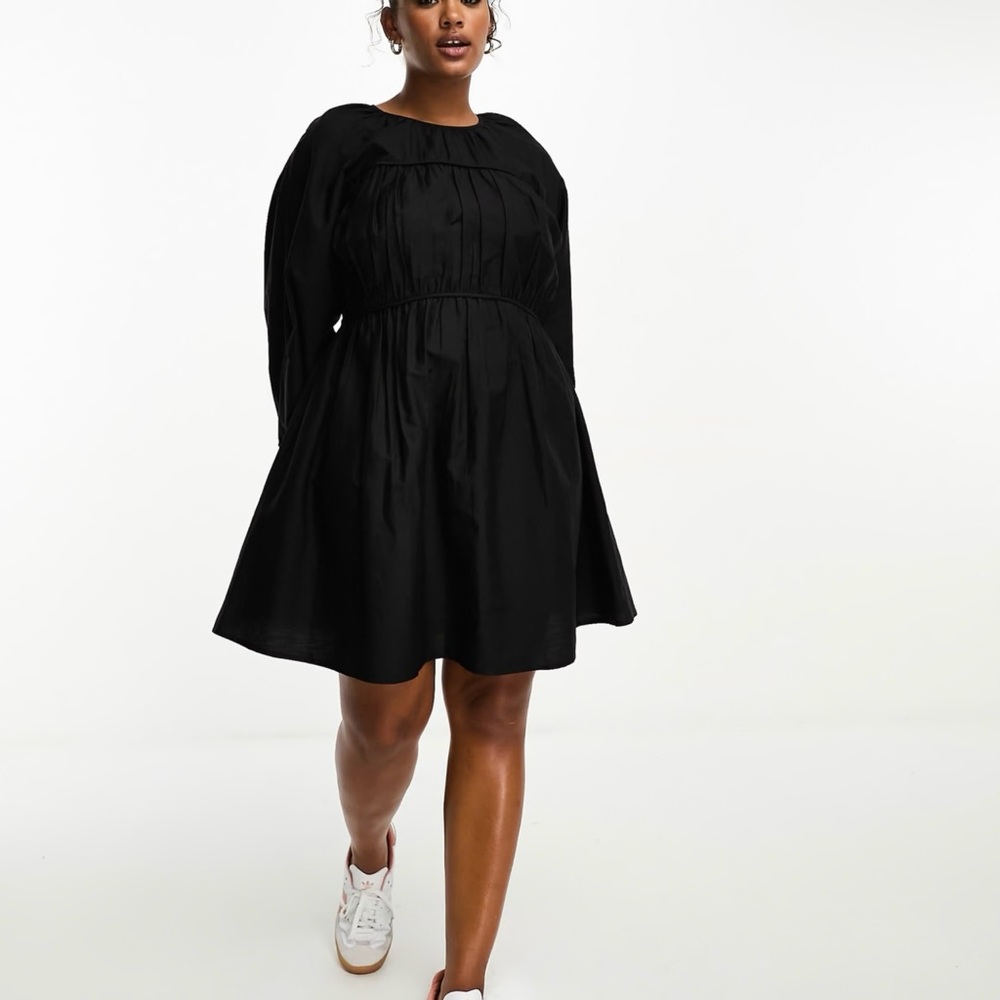 ASOS DESIGN Curve cotton poplin mini dress with ruched bust (NWT)